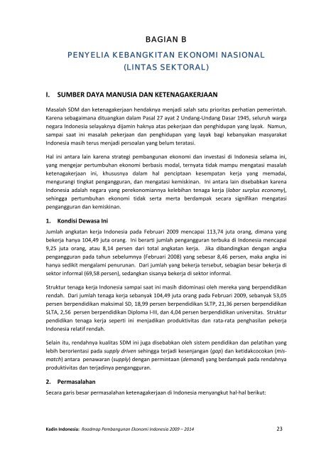 roadmap pembangunan ekonomi indonesia 2009 ... - (H2AL) Kadin