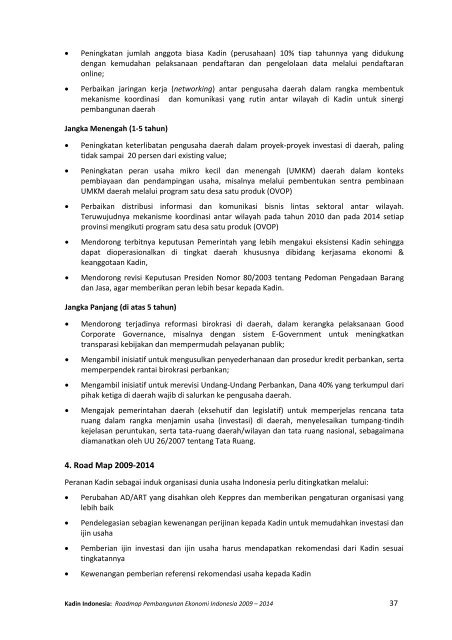 roadmap pembangunan ekonomi indonesia 2009 ... - (H2AL) Kadin