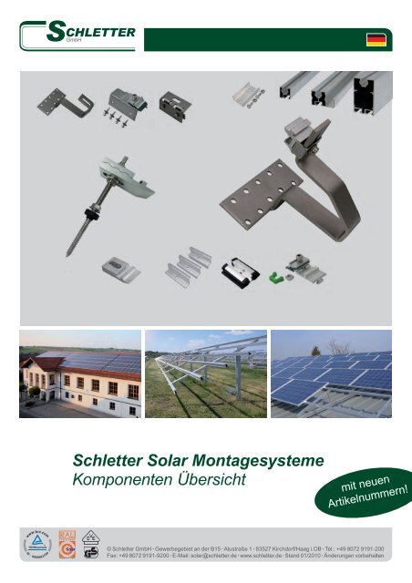 Schletter Solar Montagesysteme Komponenten Ãœbersicht