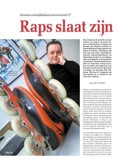 30 Almelose schaatsfabrikant innoveert met UT Raps ... - Twentevisie