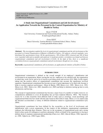 A Study into Organizational Commitment and Job Involvement: An ...