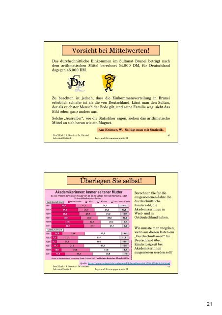 Auswertung univariater Datenmengen - deskriptiv