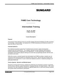 FAME Core Tech Training - Intermediate - Sungard