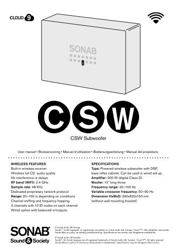 CSW Subwoofer - Sonab Audio