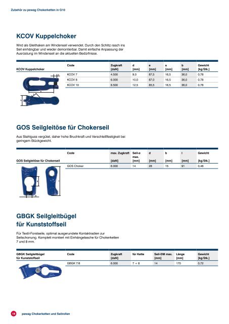 pewag Chokerketten und Seilrollen