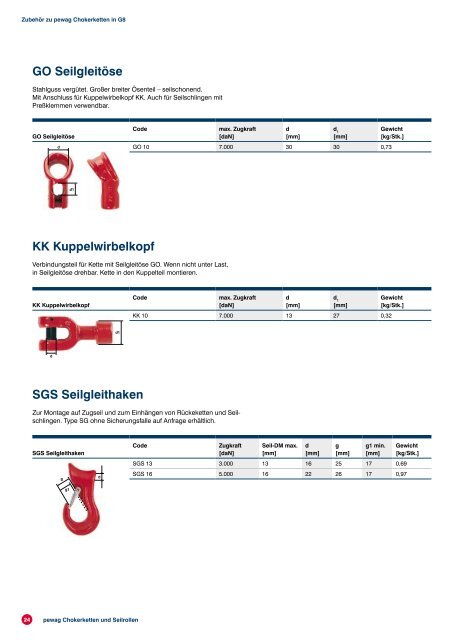 pewag Chokerketten und Seilrollen