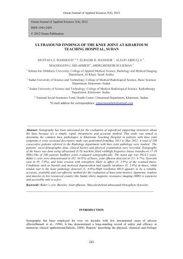 ultrasound findings of the knee joint at khartoum teaching hospital ...