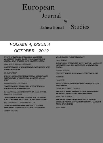 Volume 4 Issue 3 (October 2012) - Ozean Publications