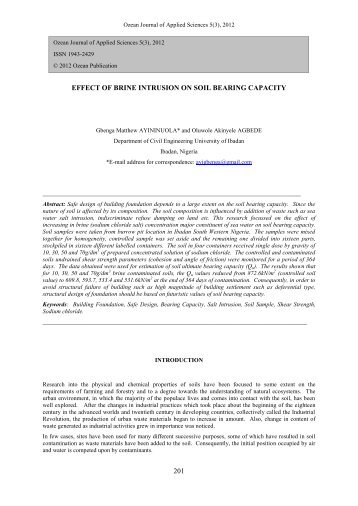 effect of brine intrusion on soil bearing capacity - Ozean Publications