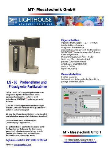 LS - 60 Probenehmer und - MT Messtechnik