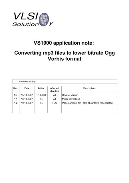 VS1000 Application Note: Converting mp3 Files To ... - VLSI Solution