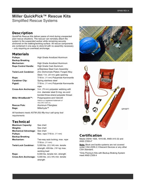 Miller QuickPickâ„¢ Rescue Kits - Honeywell Safety Products