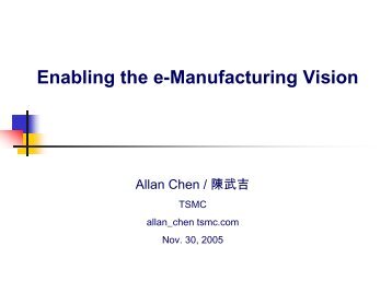 Enabling the e-Manufacturing Vision - Sematech