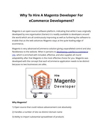 Why To Hire A Magento Developer For eCommerce Development?