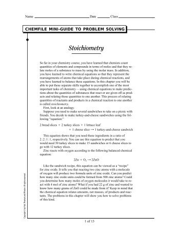 Problem-Solving Skills: Stoichiometry