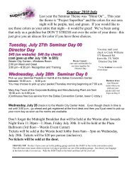 Tuesday, July 27th Seminar Day 00 Director Day ... - Cindy Williams