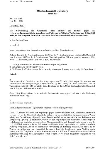 Oberlandesgericht Oldenburg Beschluss - Technolex
