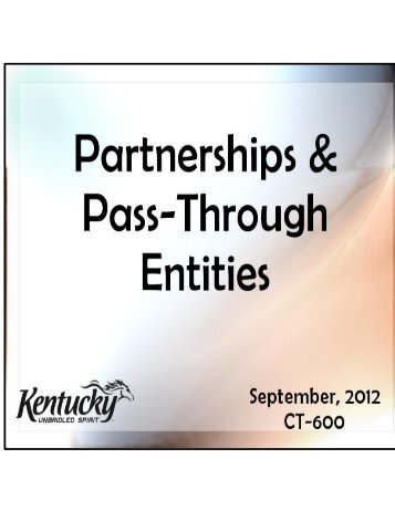 partnerships and pass-through entities - Kentucky: Revenue ...