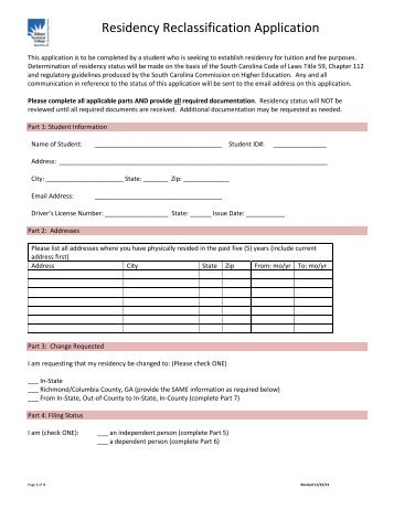 Residency Reclassification Initial Review Form - Aiken Technical ...