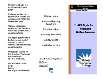 APA Brochure - Aiken Technical College