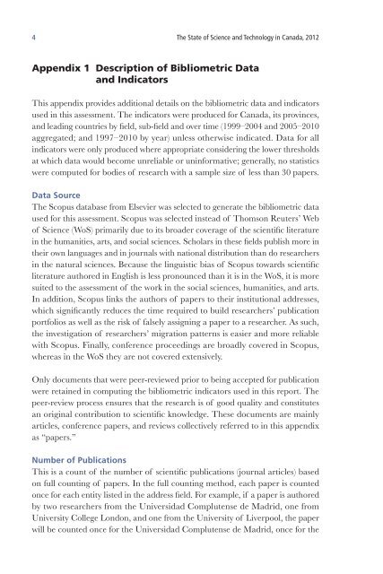 IN CANADA, 2012 Appendices - Council of Canadian Academies