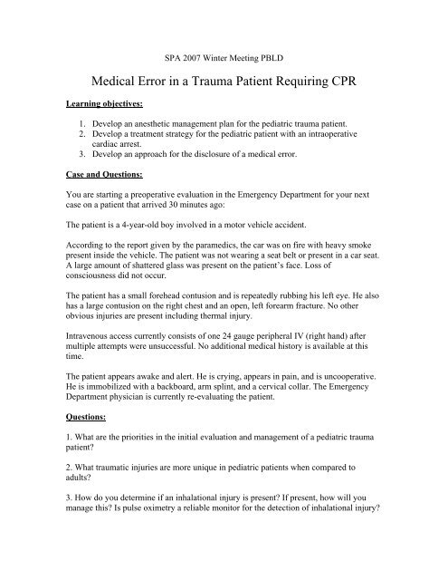 5. Medical Error in a Trauma Patient Requiring CPR