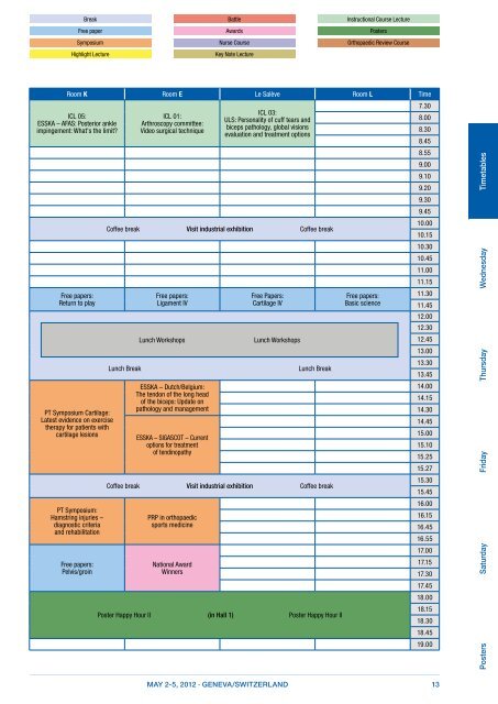 TIMETABLE THURSDAY, MAY 3, 2012 - Esska-congress.org