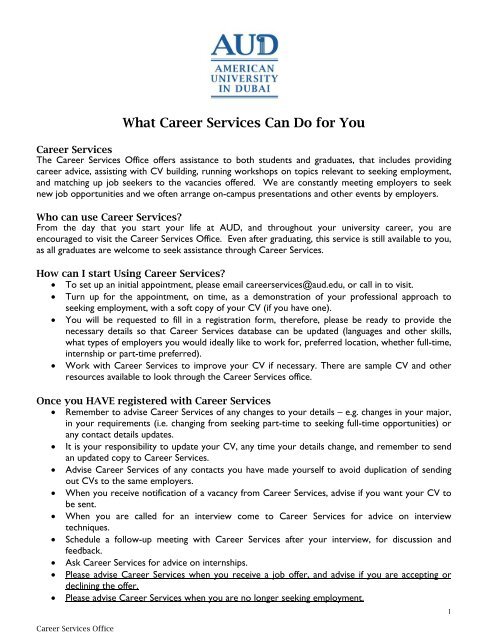 What Career Services Can Do for You