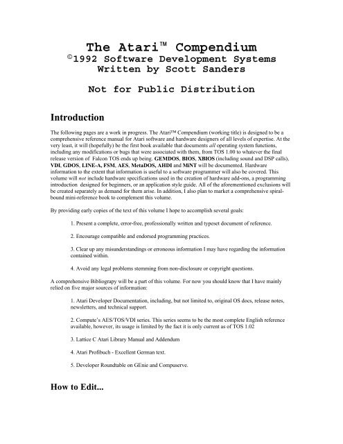 The Ataria Compendium Atari Documentation Archive