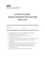 Schriftliche PrÃƒÂ¼fungen Jahreskurs Analytische Chemie (AnC I&II;)