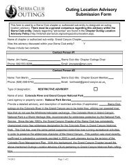 Outing Location Advisory Submission Form - Arizona Sierra Club