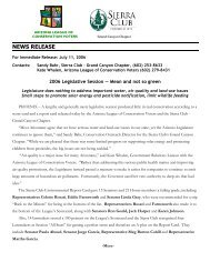 Download this Press Release as a PDF (140 KB) - Arizona Sierra Club