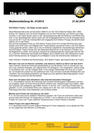 Medieninfo 01/2013 - ACS Sektion Bern