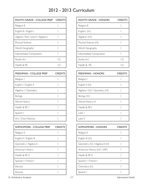 Info Guide2012-13 - St. Scholastica Academy