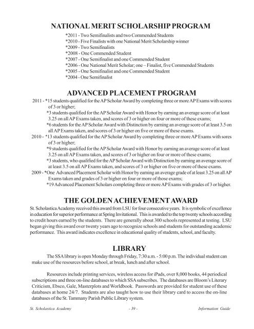 Info Guide2012-13 - St. Scholastica Academy