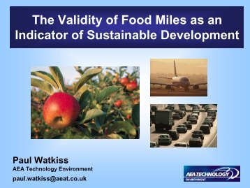 The Validity of Food Miles as an Indicator of Sustainable Development