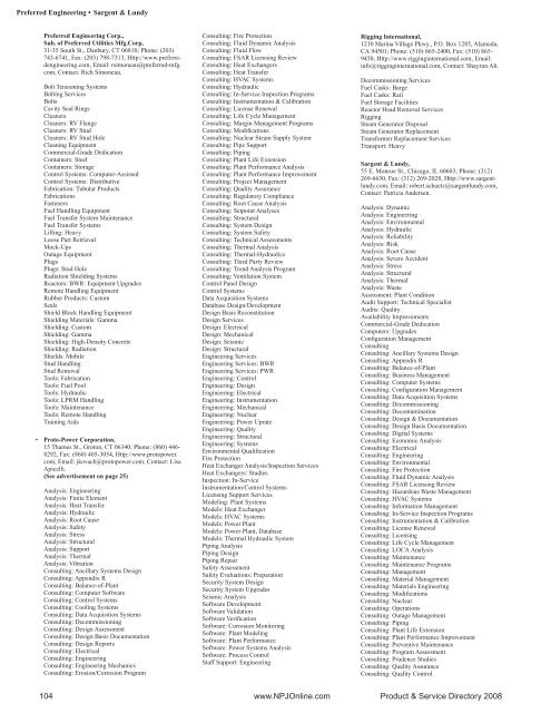 Products & Services - Nuclear Plant Journal