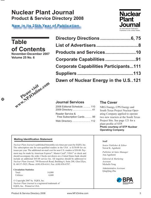 Products & Services - Nuclear Plant Journal