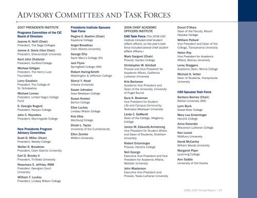 Annual Report 2006-2007 - The Council of Independent Colleges