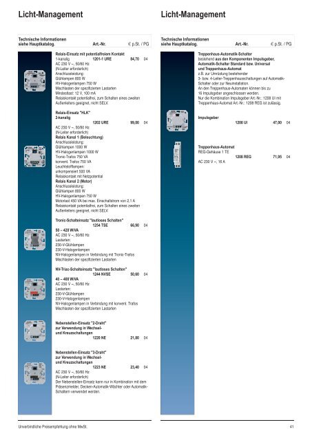 JUNG - Bildpreisliste ATIT 2011 - Euro Unitech