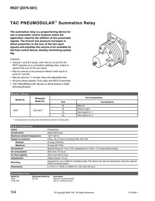 TAC Pneumatic Products Catalog