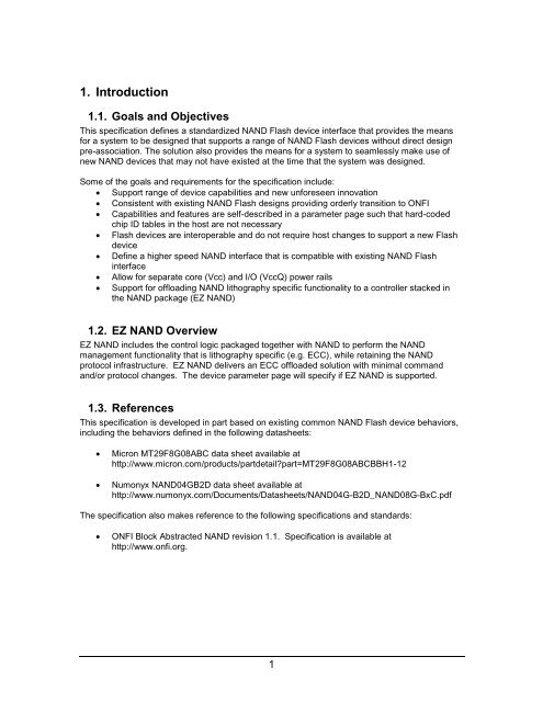 Open NAND Flash Interface Specification - Micron