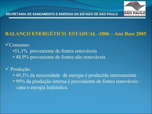 SECRETARIA DE SANEAMENTO E ENERGIA DO ... - Cogen