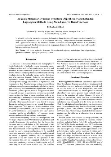 Ab Initio Molecular Dynamics with Born-Oppenheimer and Extended ...