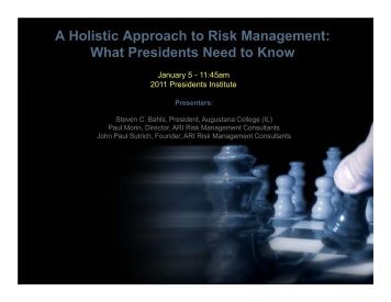 A Holistic Approach to Risk Management - The Council of ...