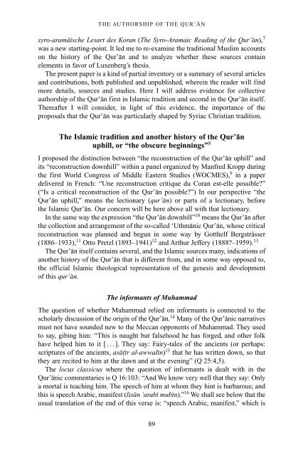 The Qur'an in its historical context (pdf - Islam and Christian-Muslim ...