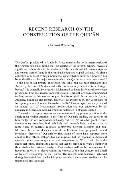 The Qur'an in its historical context (pdf - Islam and Christian-Muslim ...