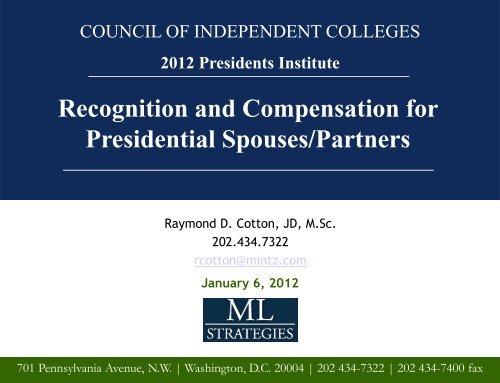 Recognition and Compensation for Presidential Spouses/Partners