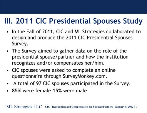 Recognition and Compensation for Presidential Spouses/Partners