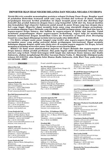 APPENDIX 11 LIST OF EUROPEAN IMPORTERS - Kadin Indonesia